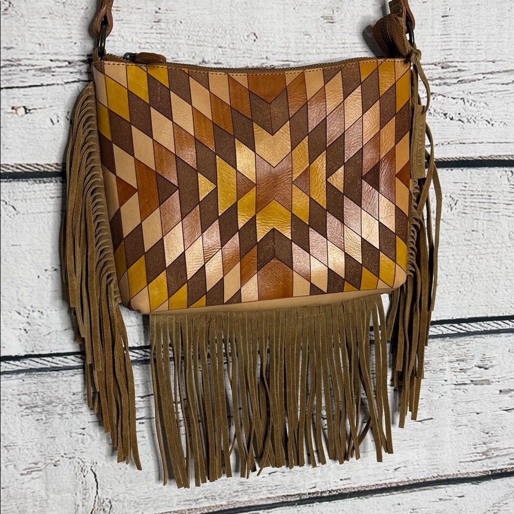 Idyllwind Honeycomb Fringe Crossbody Shoulder leather bag